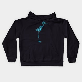 Stork Skeleton Blue Kids Hoodie